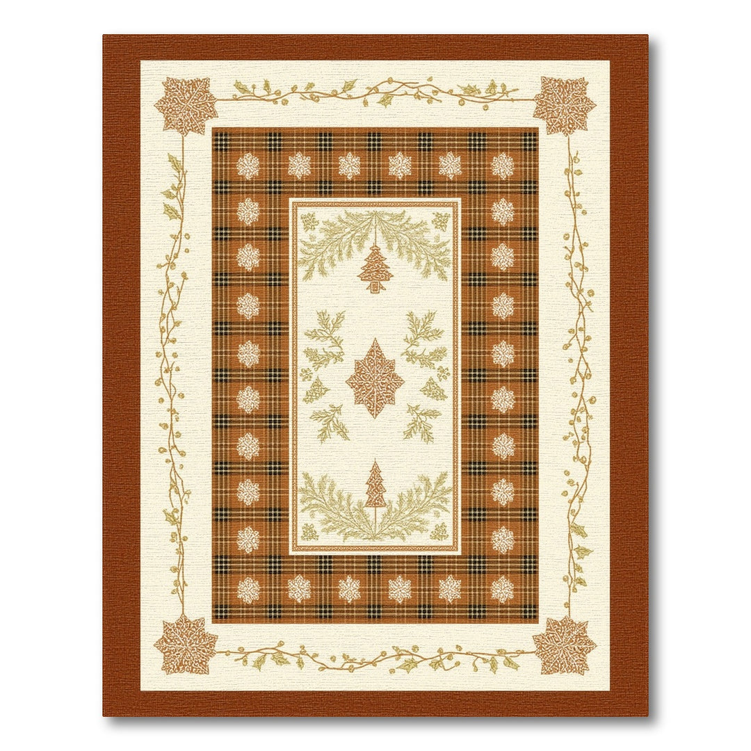 Brown Plaid Christmas Snowflake Area Rug