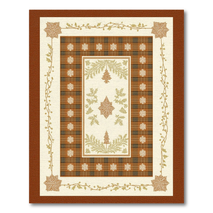 Brown Plaid Christmas Snowflake Area Rug
