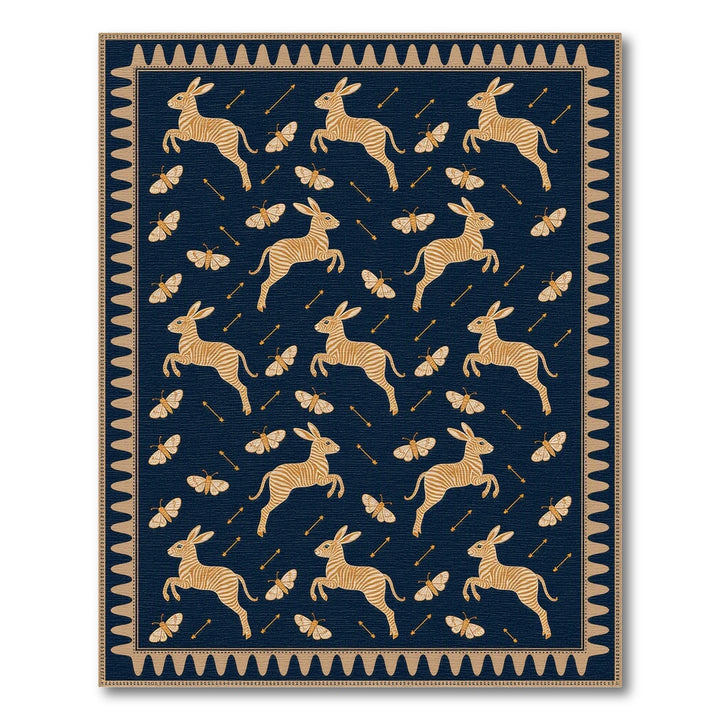 Navy Rabbit and Bee Area Rug