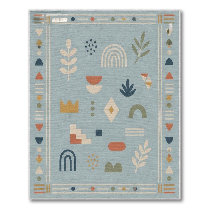 Boho Chic Light Blue Geometric Area Rug