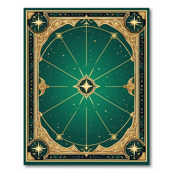 Geometric Modern Green Celestial Starburst Area Rug