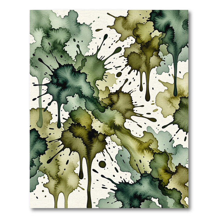 Abstract Green Splatter Watercolor Rug
