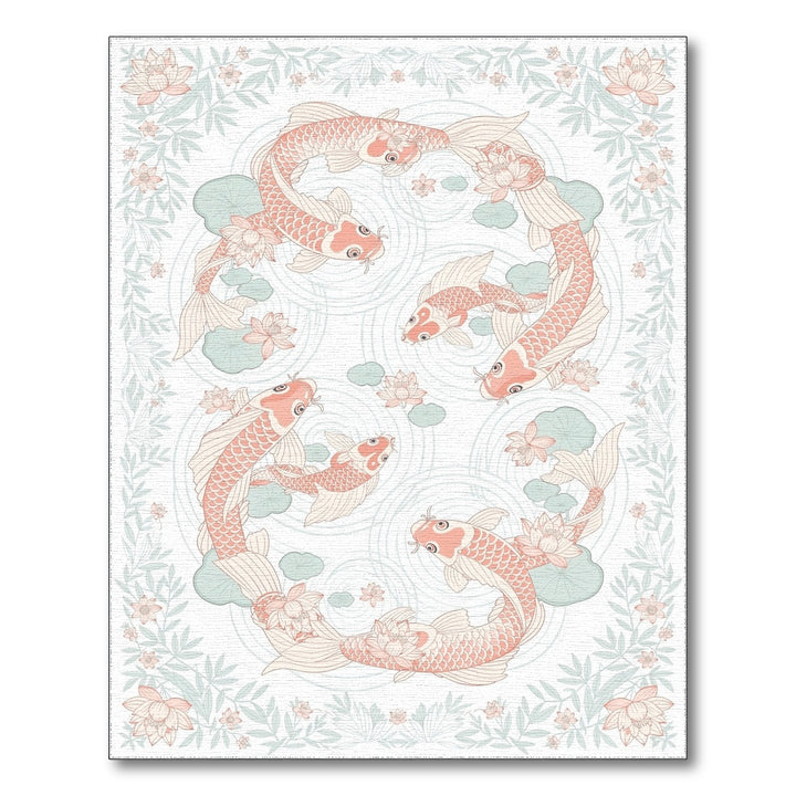 Pink Koi Lotus Washable Area Rug