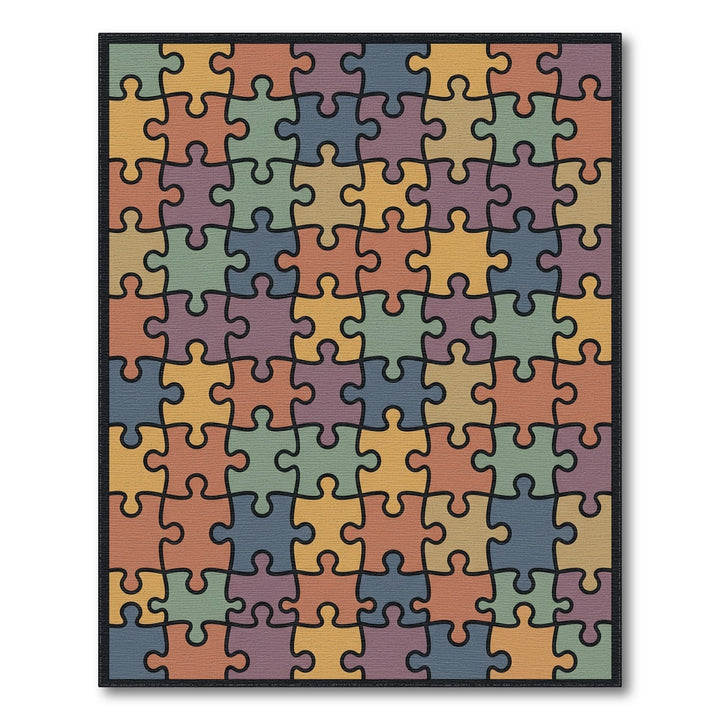 Colorful Puzzle Pieces Square Rug
