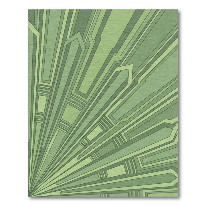 Shades Of Green Geometric Fan Rug
