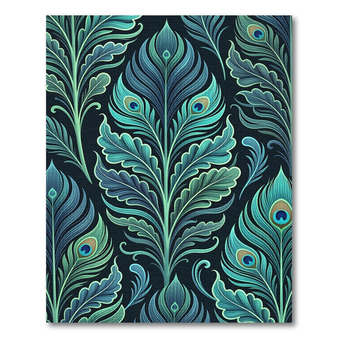 Teal Blue Peacock Feather Flourish Rug
