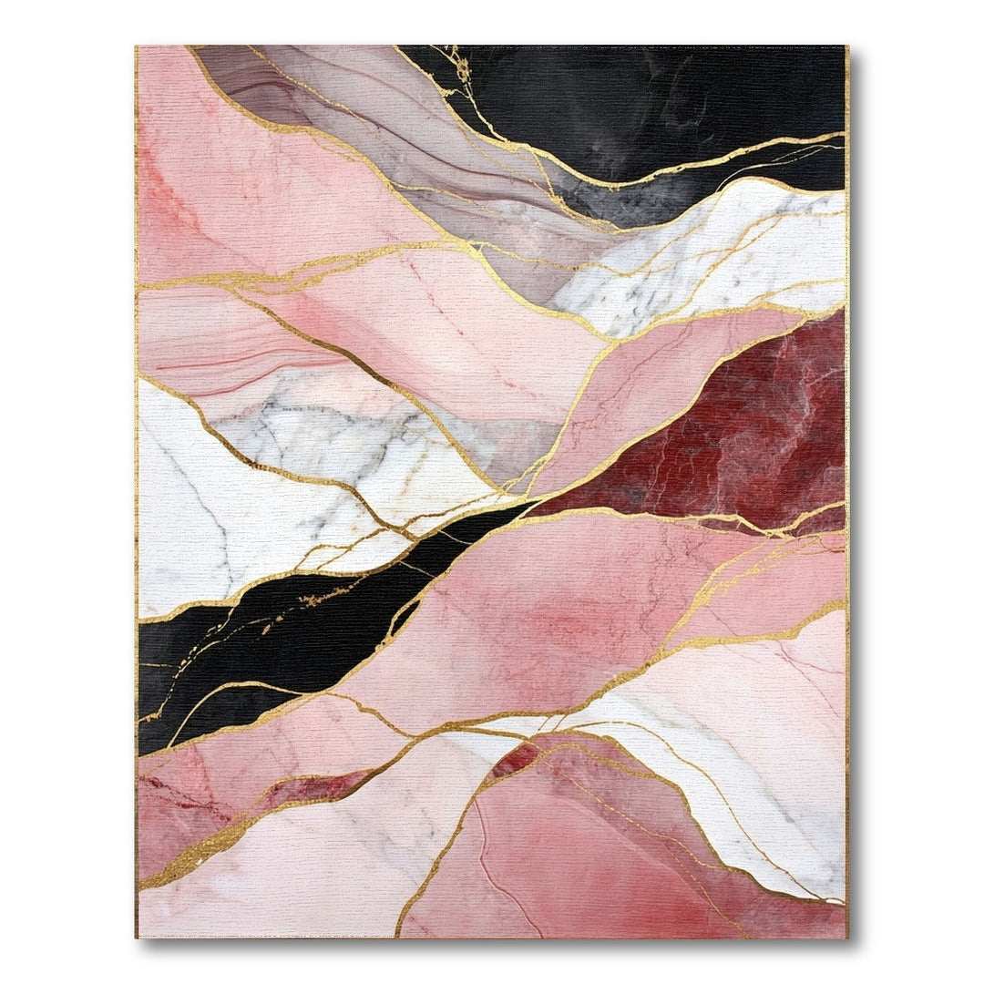Pink Marble Pink Marble Gold Vein Abstract Area Rug