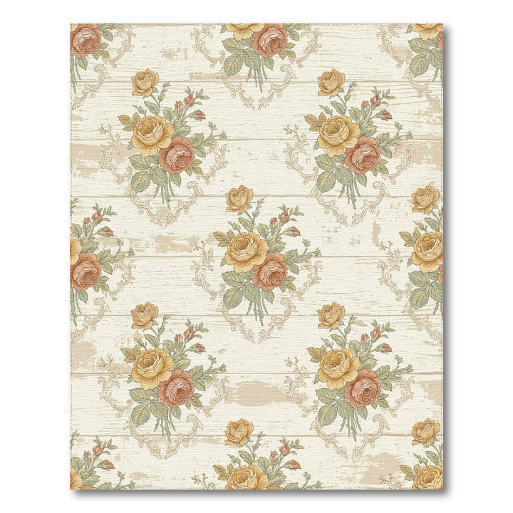 Vintage Rosewood Floral Scroll Rug