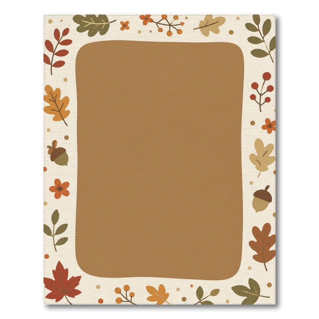 Autumn Leaf Border Brown Area Rug