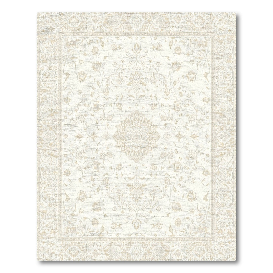 Beige Floral Medallion Persian Traditional Persian Area Rug