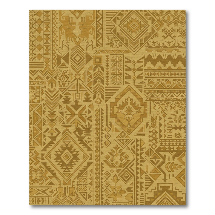 Golden Ochre Geometric Ethnic Collage Rug