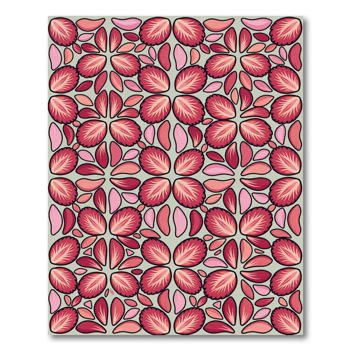 Red Pink Strawberry Slice Kaleidoscope Rug