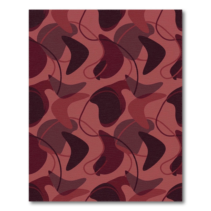Chic Burgundy Mid Century Modern Forms Rug