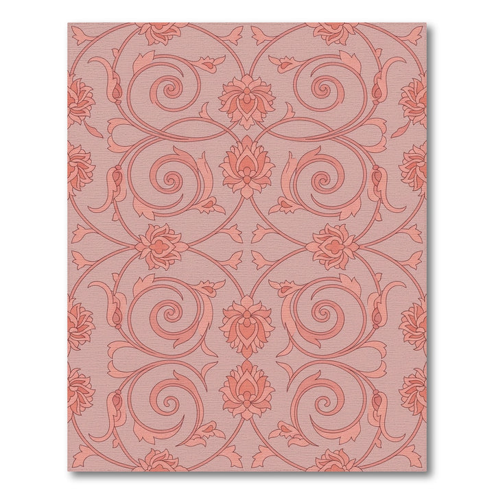 Rose Pink Floral Vines Swirl Rug