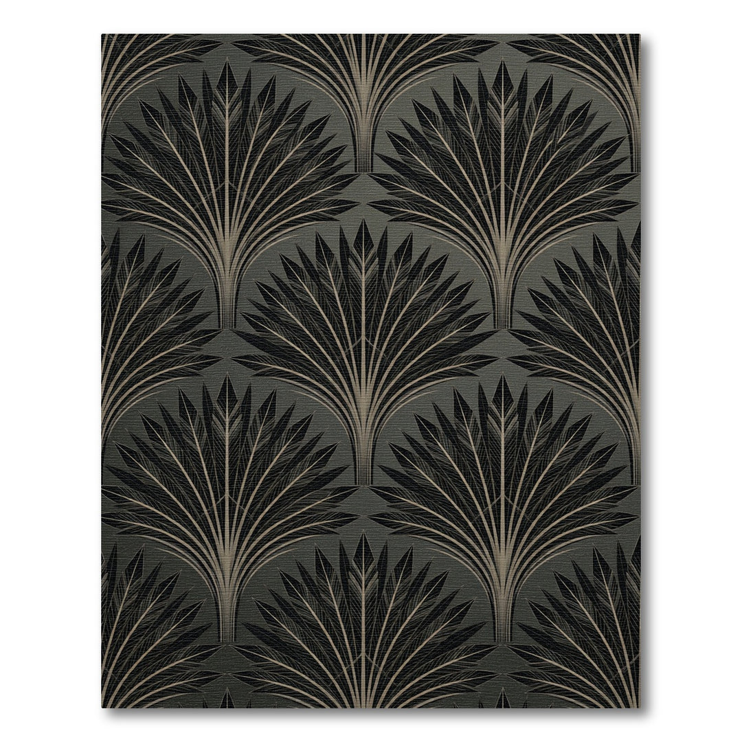 Art Deco Black Fan Feather Rug