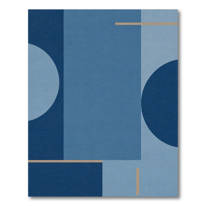Blue and Teal Blue Geometric Circle Area Rug