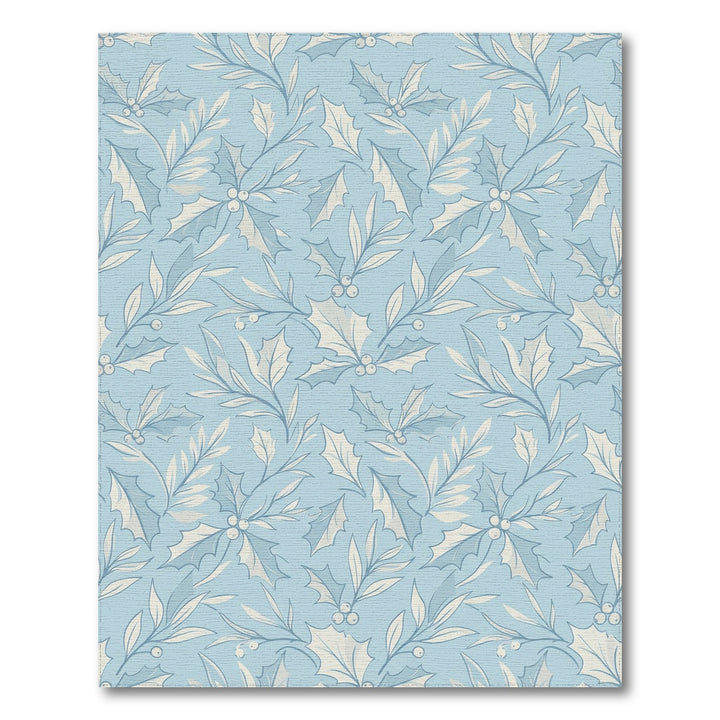 Soft Blue Holly Berry Branch Rug