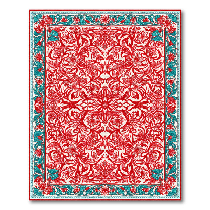 Red Floral Vintage Area Rug