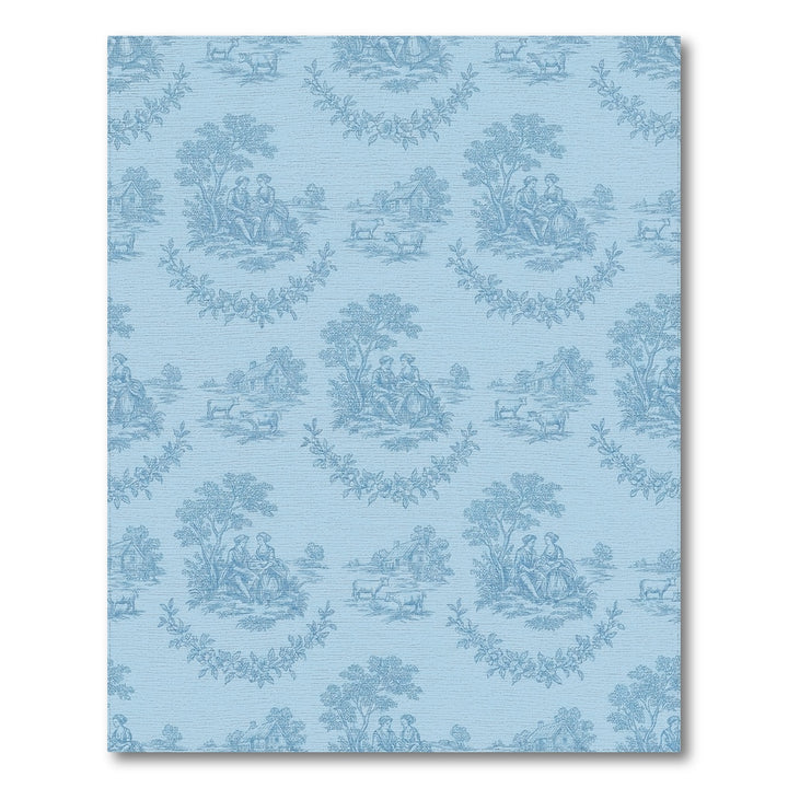 Sky Blue Pastoral Countryside Scene Rug