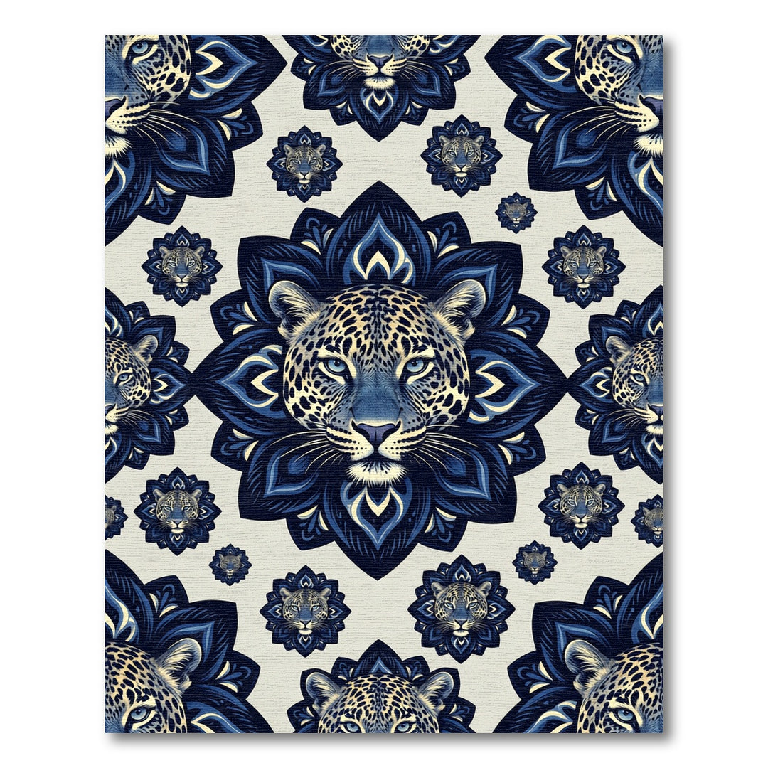 Majestic Blue Leopard Mandala Rug