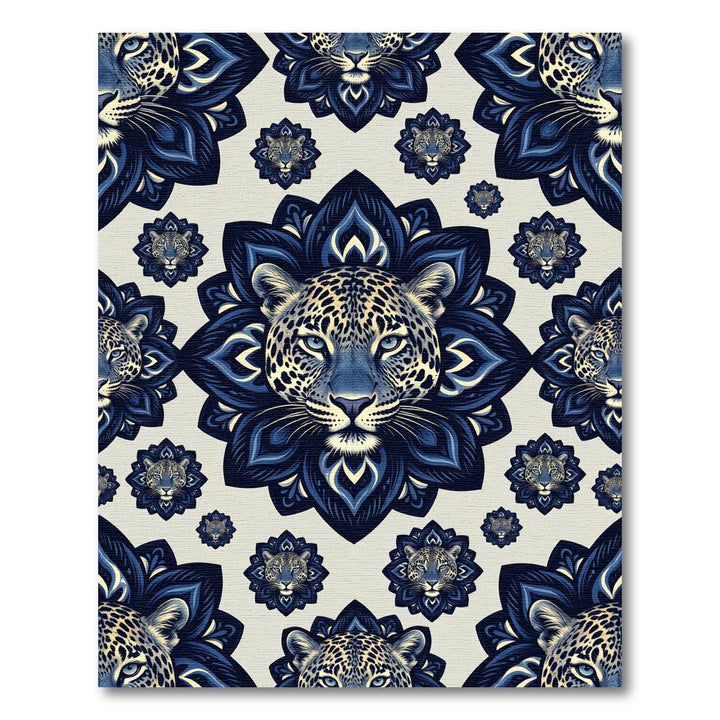 Majestic Blue Leopard Mandala Rug