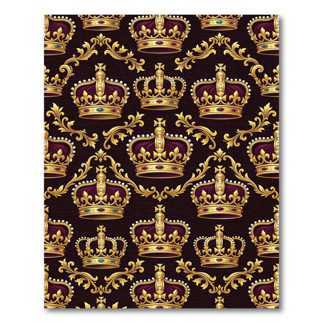 Regal Gold Crown Burgundy Garland Rug