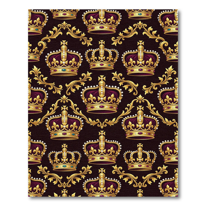 Regal Gold Crown Burgundy Garland Rug