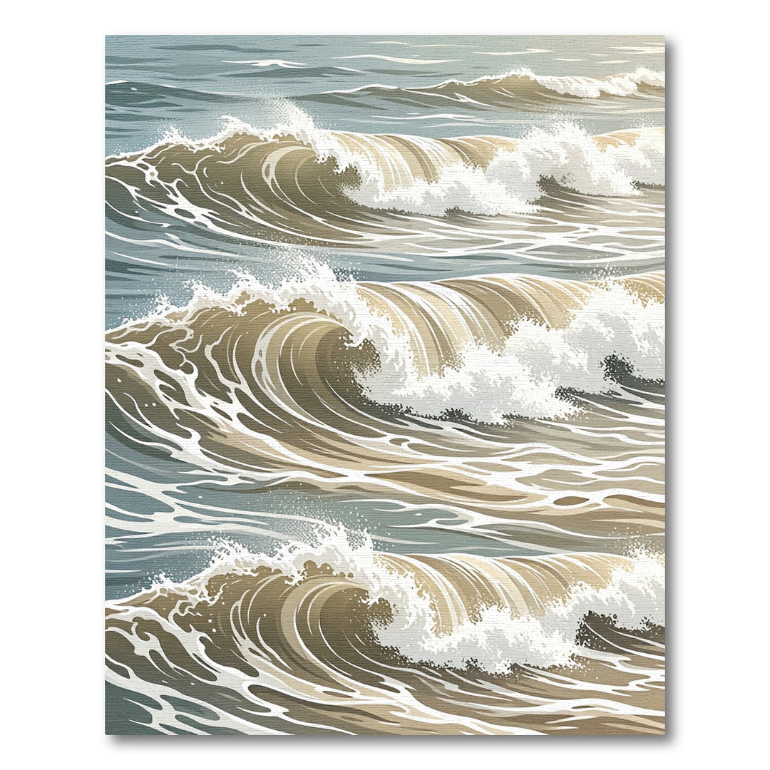 Seascape Waves Brown and Blue Rug
