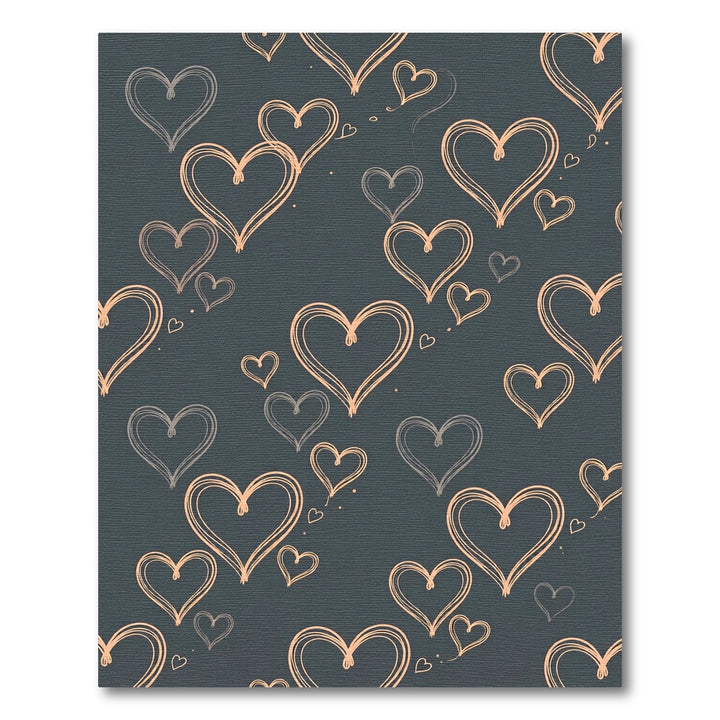 Contemporary Peach Hearts Dark Teal Rug