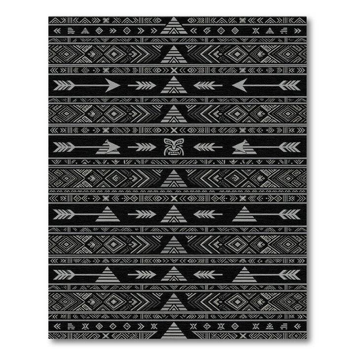 Gray Tribal Arrow and Tribal Mask Rug