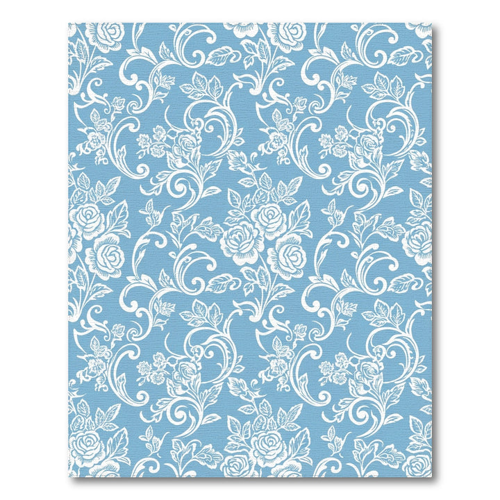 Powder Blue Rose Vine Scroll Rug