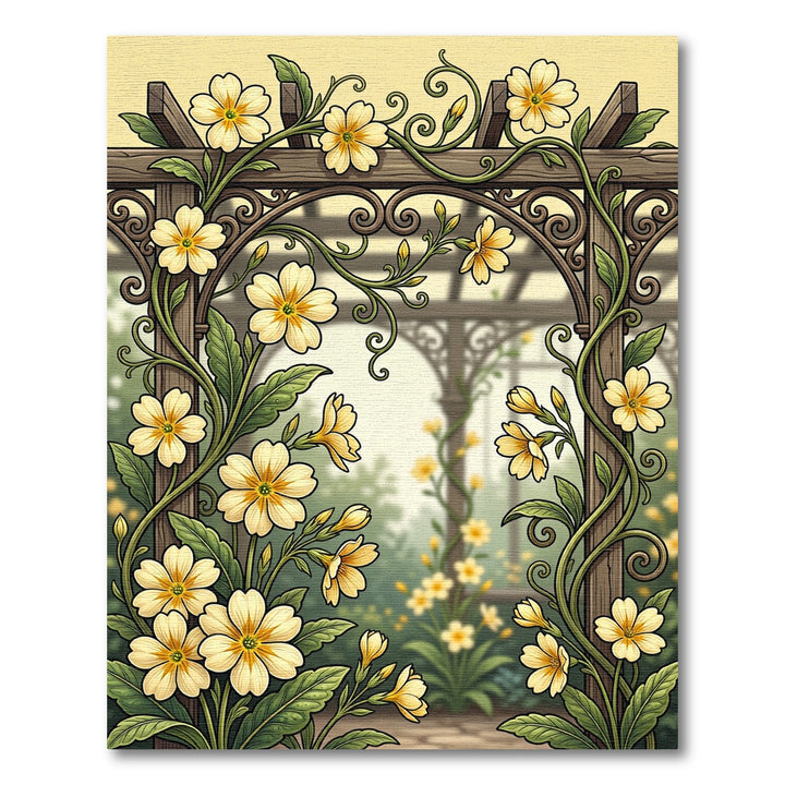 Yellow Primrose Floral Arch Rug