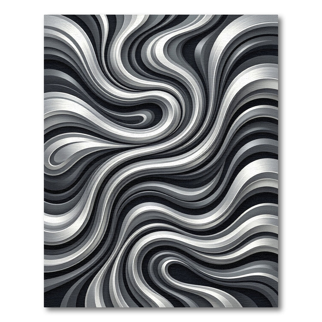 Metallic Gray Swirl Abstract Rug