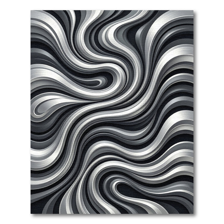 Metallic Gray Swirl Abstract Rug