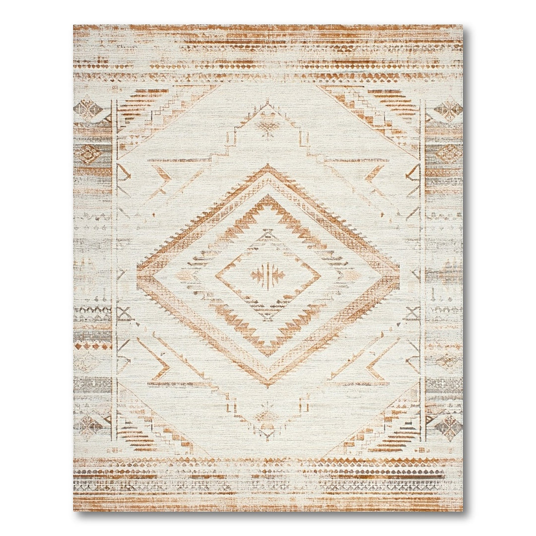 Brown Tan Heritage Tribal Diamond Area Rug