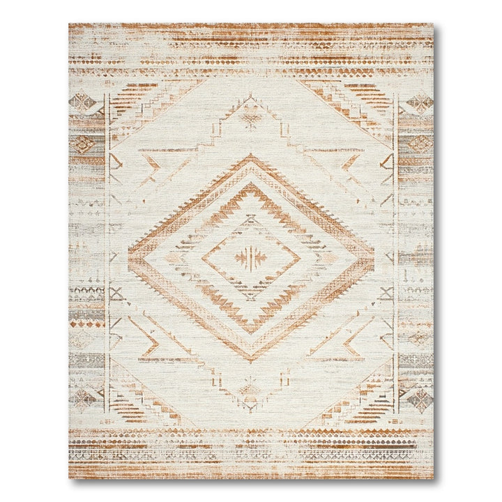 Brown Tan Heritage Tribal Diamond Area Rug