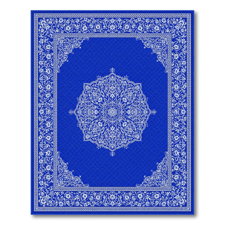 Floral Blue and Teal Blue Persian Floral Medallion Area Rug