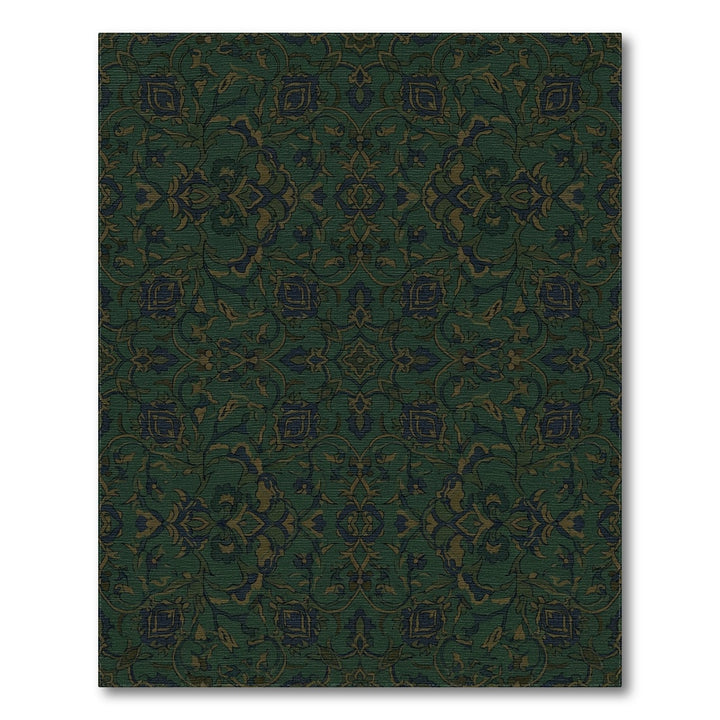 Deep Emerald Intricate Floral Mandala Rug