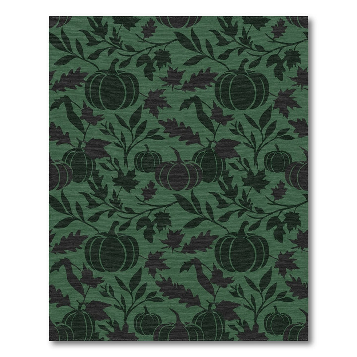 Dark Green Pumpkin Leaf Silhouette Rug