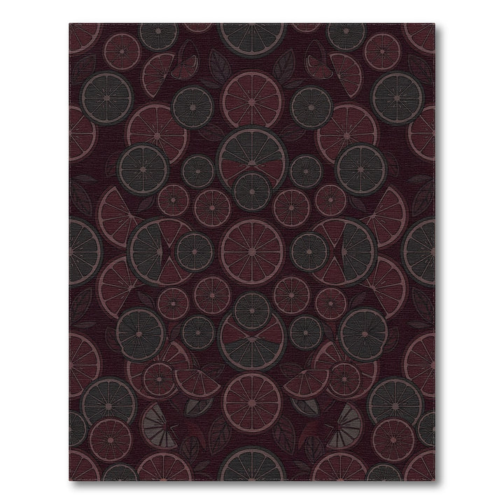 Maroon Citrus Slices Arrangement Rug