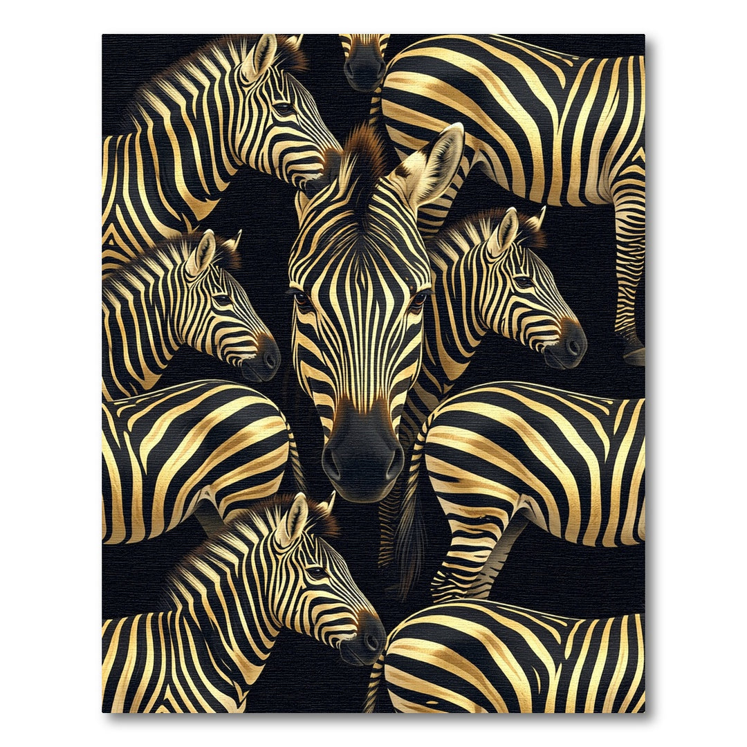 Gold and Black Zebra Portrait Rug