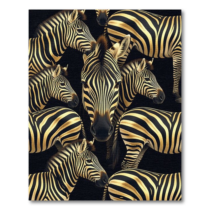 Gold and Black Zebra Portrait Rug
