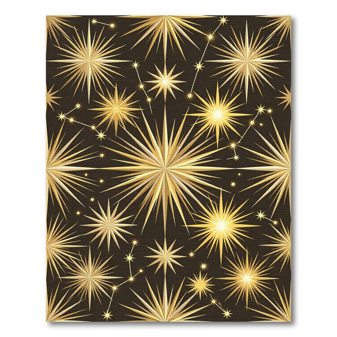 Golden Starburst Constellation Rug