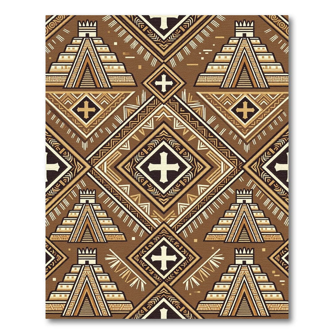 Mayan Pyramid Geometric Brown Rug