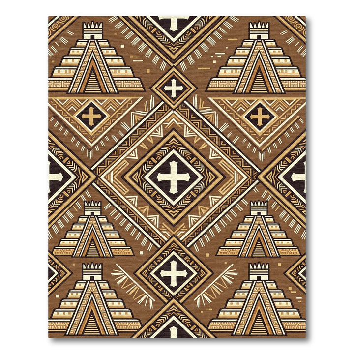 Mayan Pyramid Geometric Brown Rug