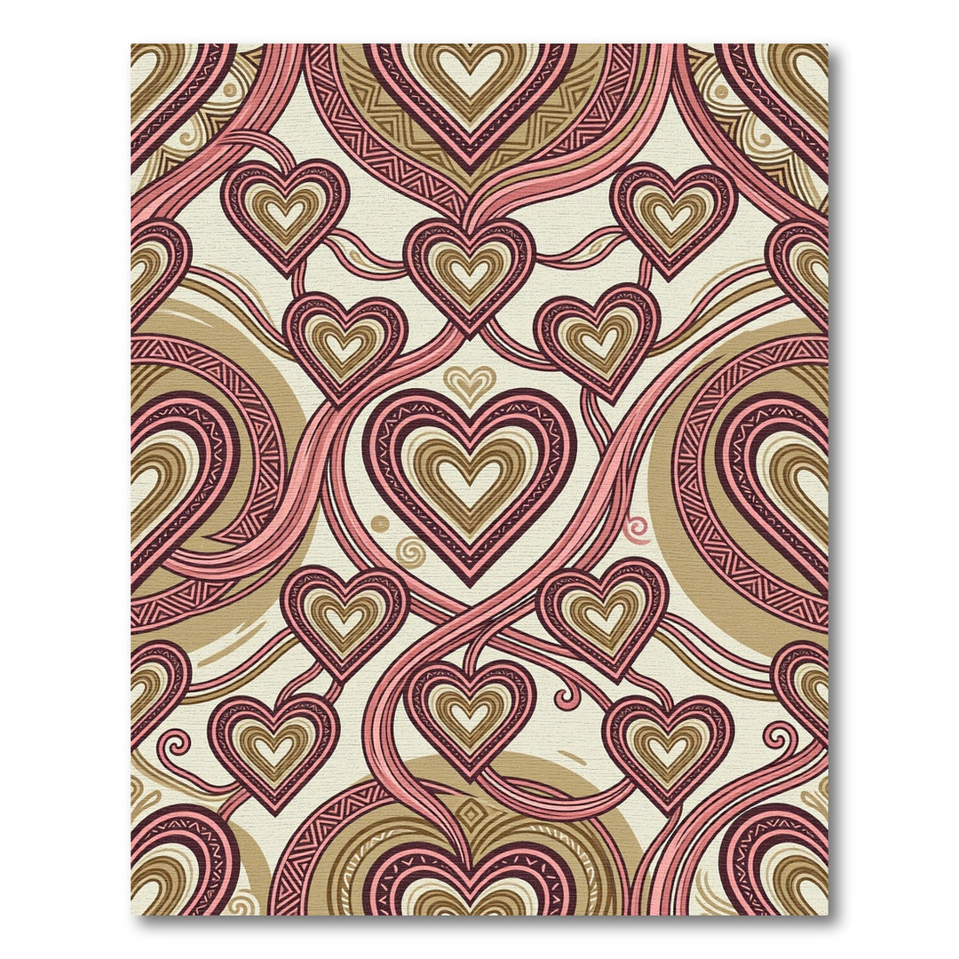 Warm Hearts Pink Tan Tribal Rug