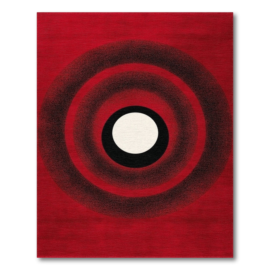 Geometric Modern Red Concentric Circles Geometric Area Rug
