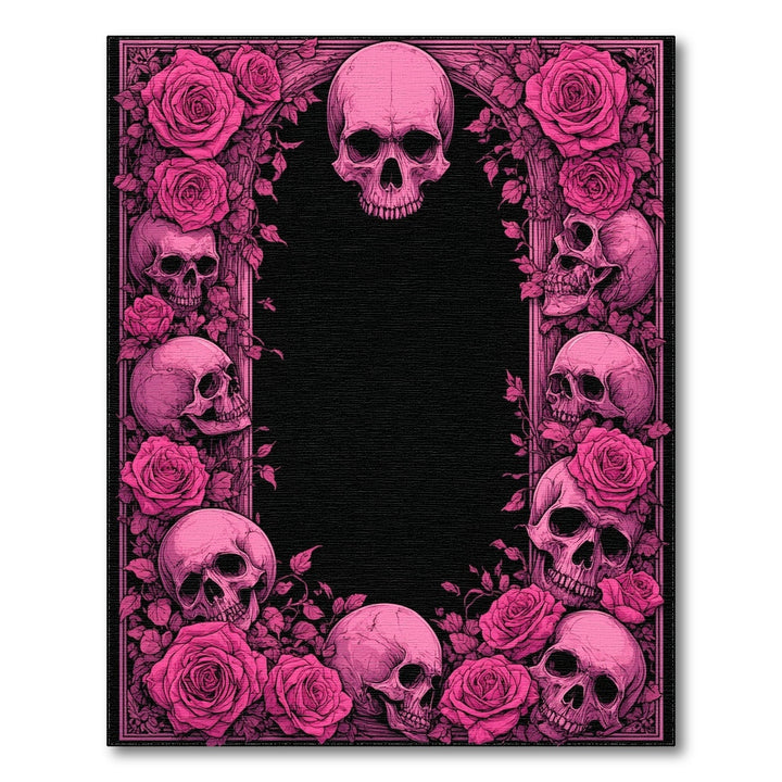 Pink Roses and Skulls Area Rug
