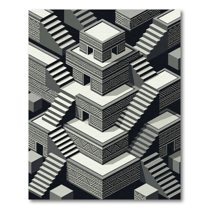 Modern Isometric Tribal Staircase Rug