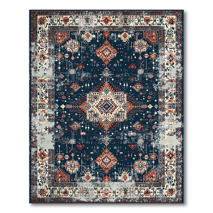 Navy Blue Tribal Area Rug
